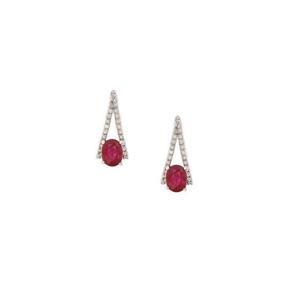 Natural Tourmaline Diamond Dangle Stud Earrings 0.75" 14k White Gold 2.48 TCW - Picture 8 of 13